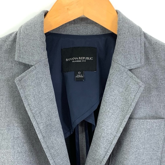 ♻️DONATED♻️ BANANA REPUBLIC Grey Suit Jacket Sports Coat Blazer i19 - Picture 4 of 4